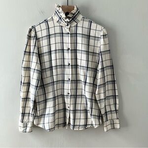 LAUREN RALPH LAUREN Plaid Flannel Ruffle Button Down Top